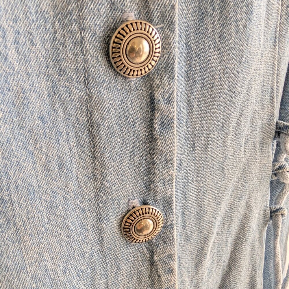 Vintage Midi Denim Dress with full button front with bead detail at neckline - Picture 7 of 10